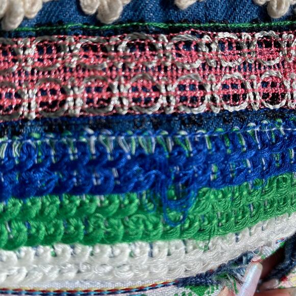 The Pyramid Collection Y2K Denim Jacket Women L Boho Hippie Rainbow Tassel NEW - Picture 7 of 10